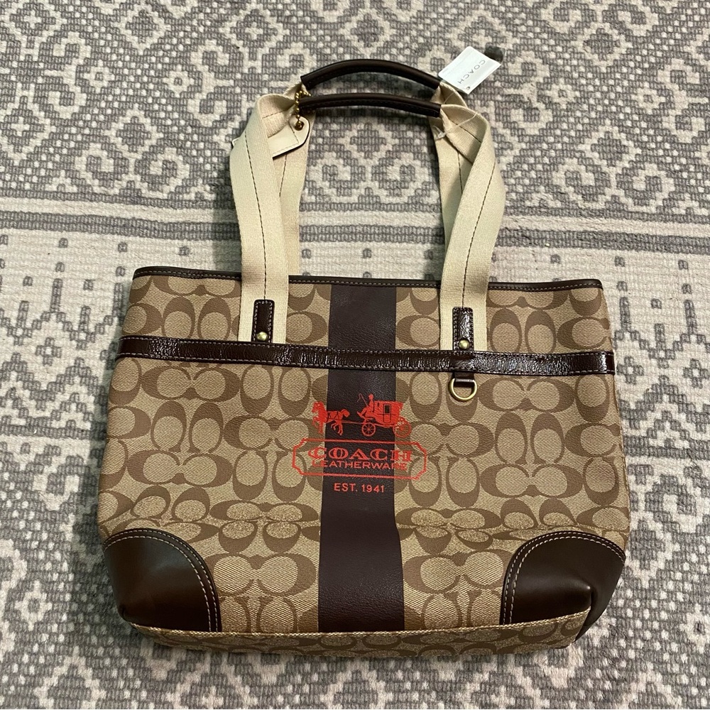 Coach Chelsea Heritage Signature Stripe Tote Bag